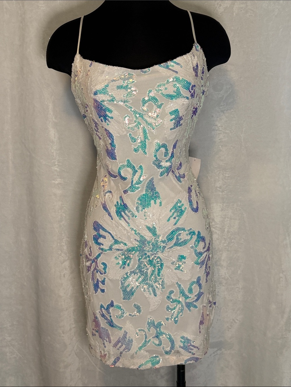 White Sequin Slip Dress